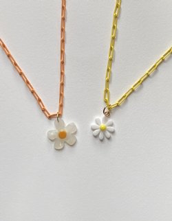 Daisy charm on paperclip chain